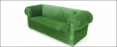 Grass covered chesterfield sofa