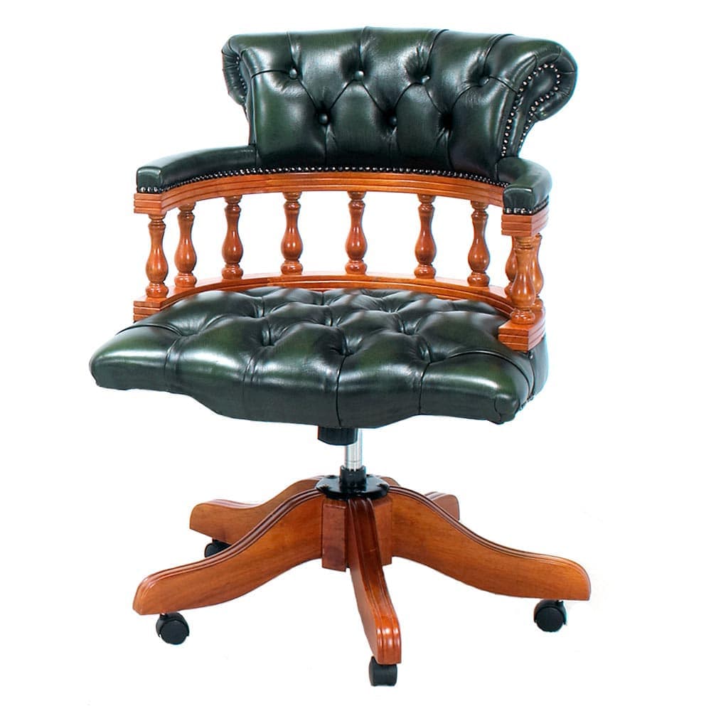 captains leather chesterfield swivel office chair