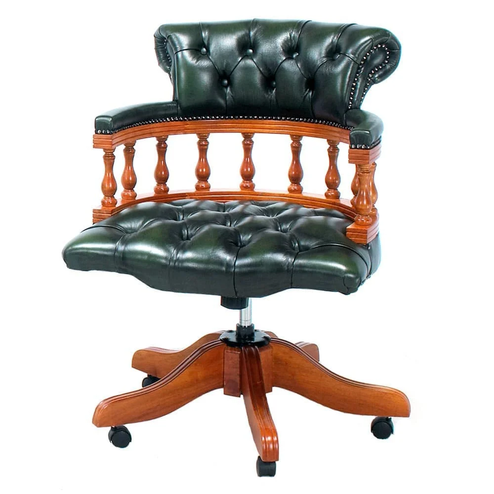 silla de oficina giratoria chesterfield de cuero capitanes