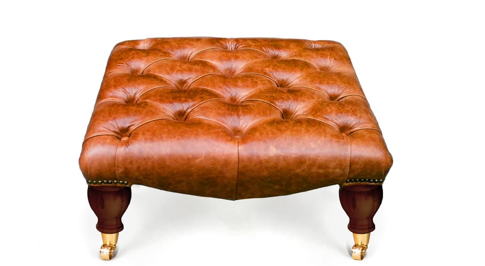 leather rectangle chesterfield footstool casters