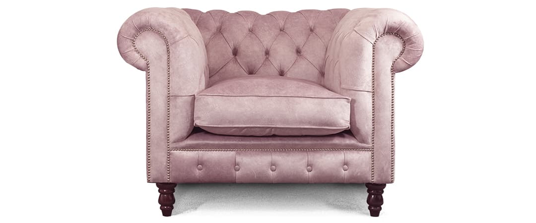 Chesterfield-Sofa aus rosa Stoff