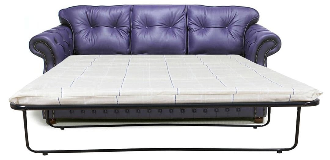 era blue leather chesterfield sofa bed