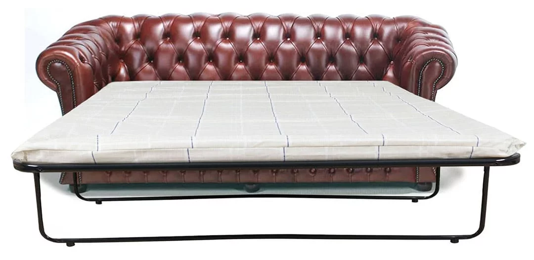 divano letto chesterfield in pelle marrone gladstone