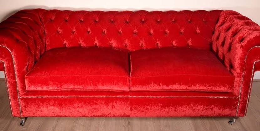 kendal red fabric chesterfield sofa