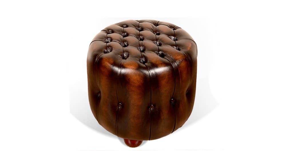 chesterfield fat fotpall i läder