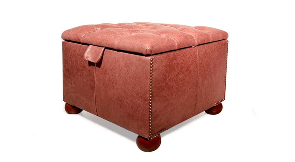 leather chesterfield box footstool