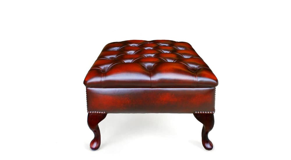 læder chesterfield skammel