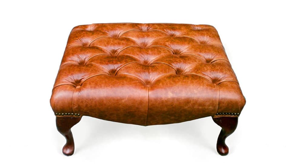 läder rektangel chesterfield fotpall