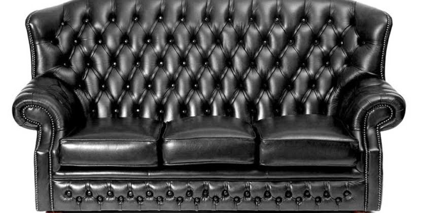 monks black leather chesterfield sofa