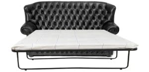 Monks canapé-lit chesterfield en cuir noir