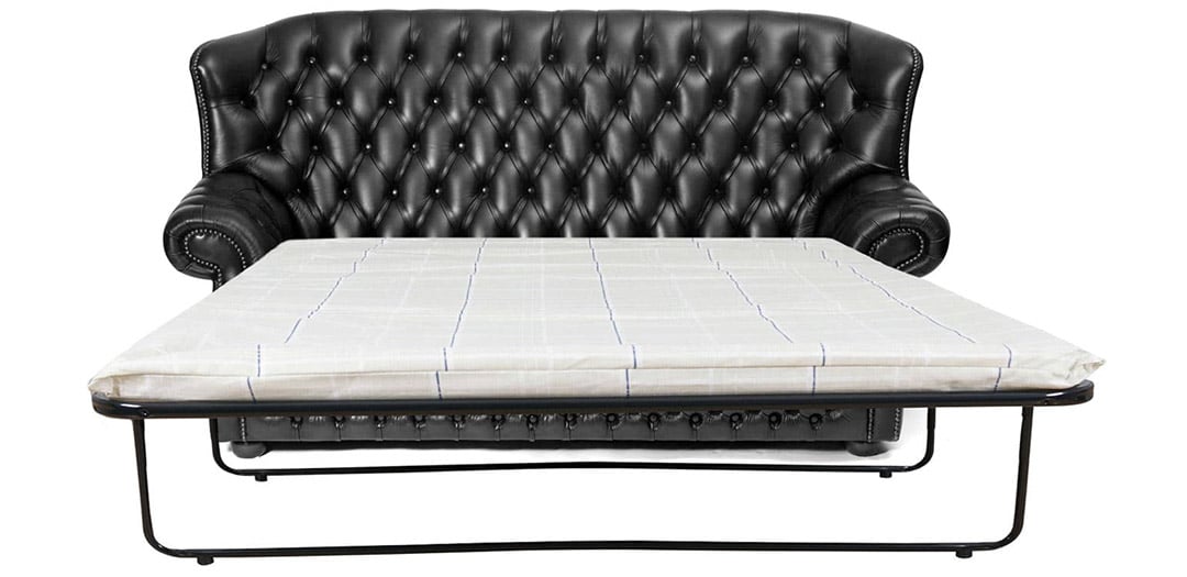 monjes cuero negro sofá cama chesterfield