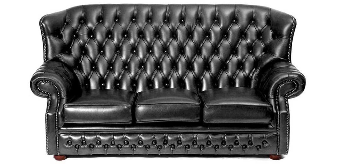 Mönche aus schwarzem Leder Chesterfield Schlafsofa