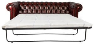 rozkładana sofa Chesterfield z czerwonej skóry oxford