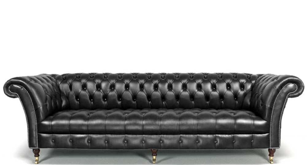 durham black leather chesterfield sofa
