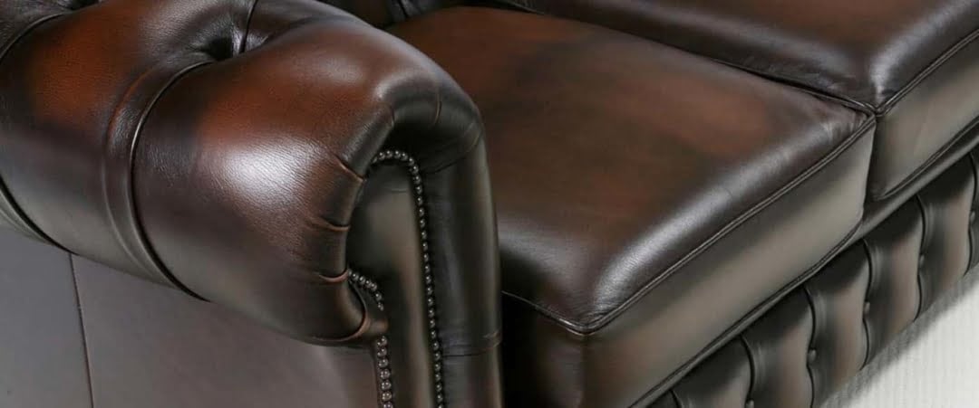 Chesterfield Corner Sofa, Futura Patchwork Leather Ottoman