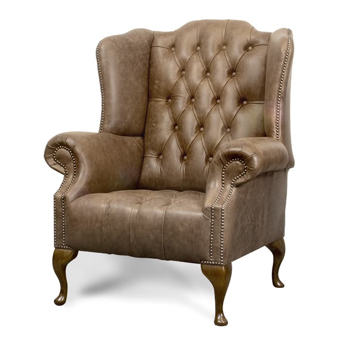 chesterfield knappsits wingback stol