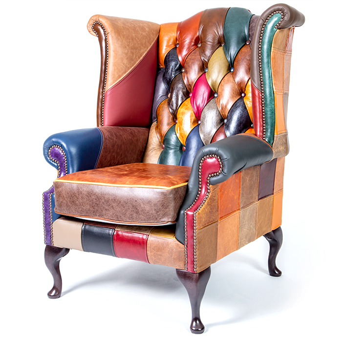 Chesterfield-Stuhl mit Harlekin-Patchwork