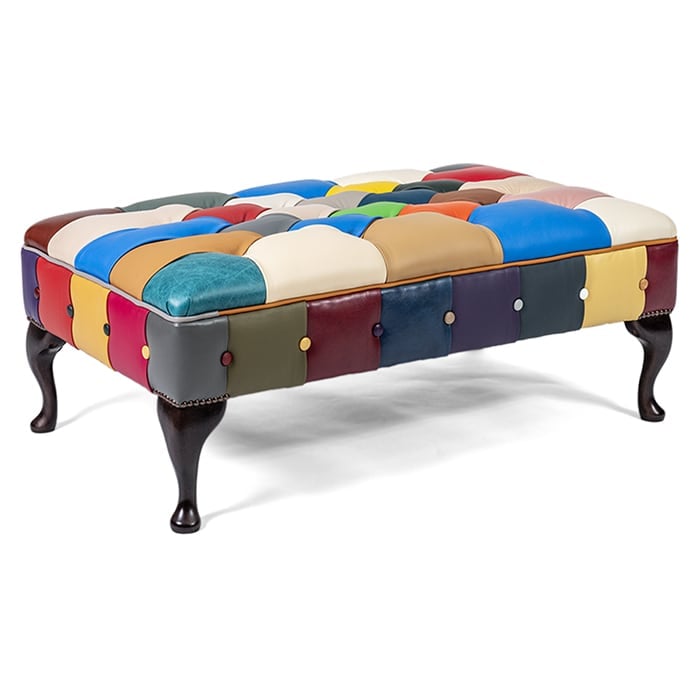 harlequin patchwork chesterfield footstool