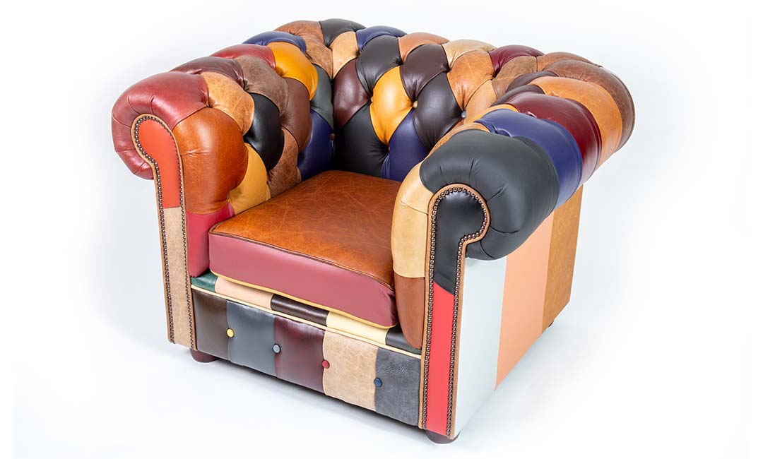 Chesterfield-Sofa mit Harlekin-Patchwork