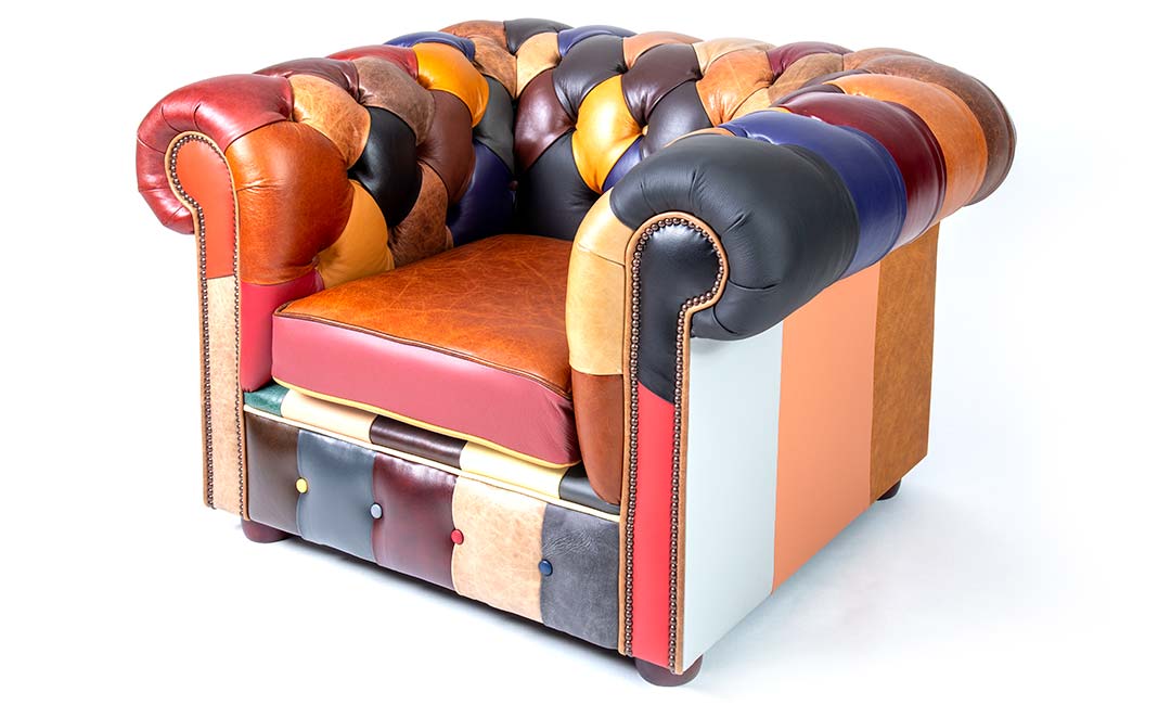 Chesterfield-Sofa mit Harlekin-Patchwork