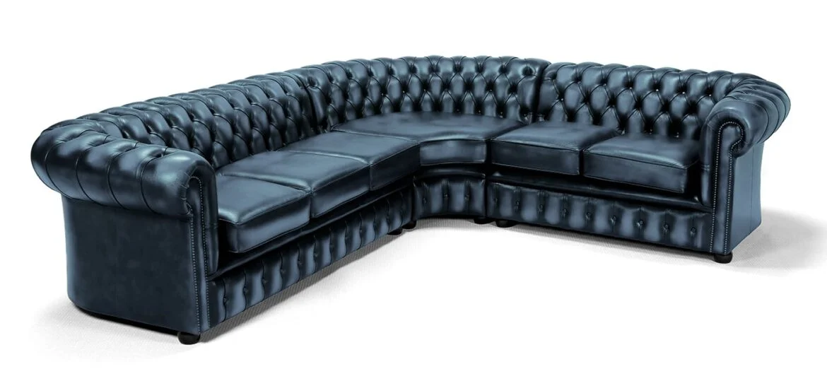 blå hjørne chesterfield sofa