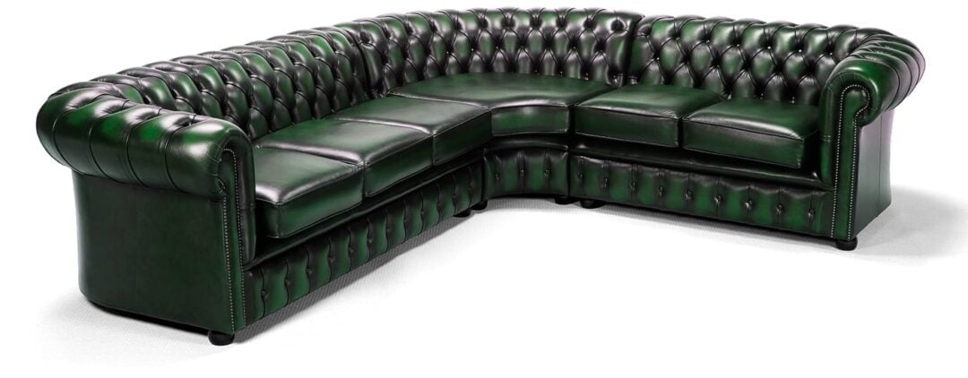 green corner chesterfield sofa