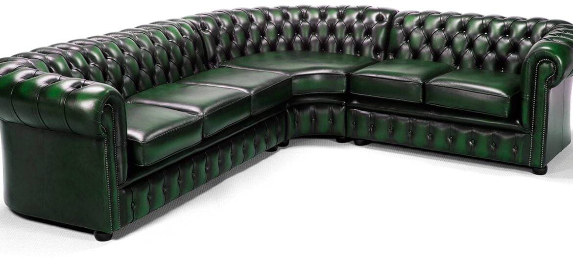 green corner chesterfield sofa