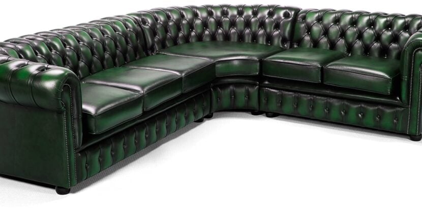 green corner chesterfield sofa