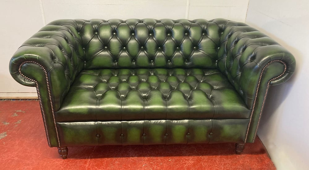 green leather chesterfield sofa sale