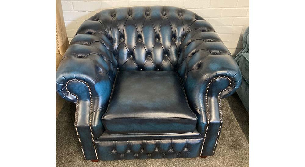 blue leather chesterfield sofa