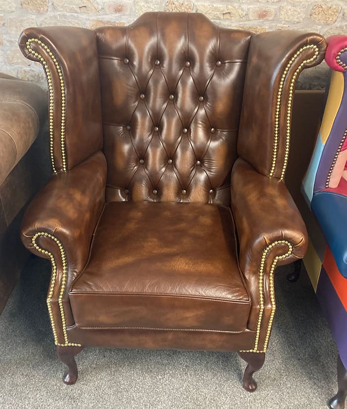 brown chesterfield wingback chair sale