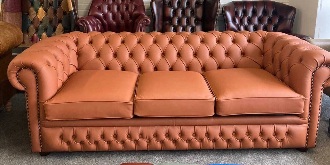 Tan Chesterfield 3 Seater Sofa Bed And